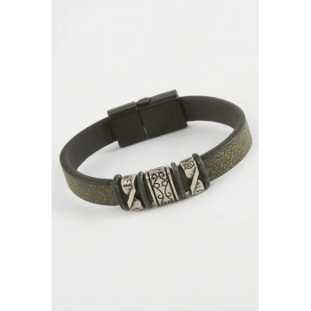 Çini Desenli Kaliteli Mıknatıslı Suni Deri Bileklik