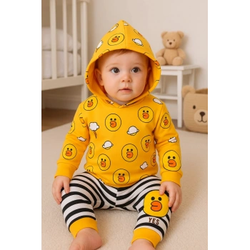 Civciv Desenli 2li % 100 Pamuk Erkek Bebek Takımı