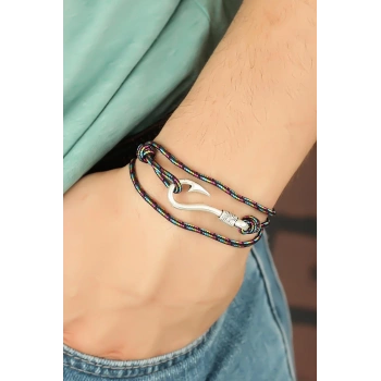 Çizgi Desenli Metal Kancalı Erkek Bileklik - TJ-EB2239-KS