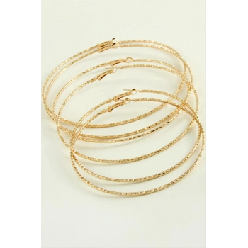 Çizgifli Desenli Metal Halka Küpe 6 Adet