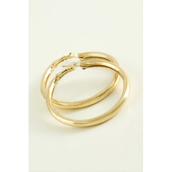 Çizgili Boru Halka Küpe 3,5 cm