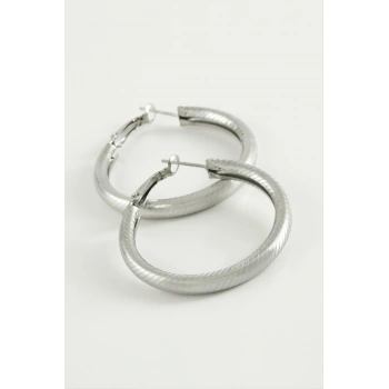 Çizgili Boru Halka Küpe 3,5 cm