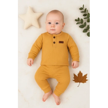 Çizgili Kumaş % 100 Pamuk 2li Unisex Takım