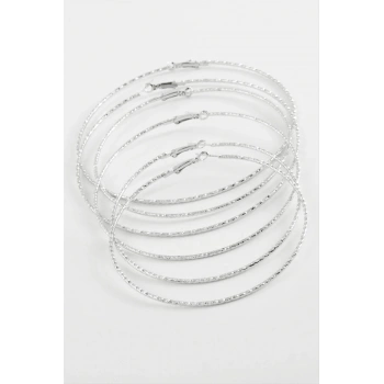 Çizgili Metal Halka Küpe 6 Adet