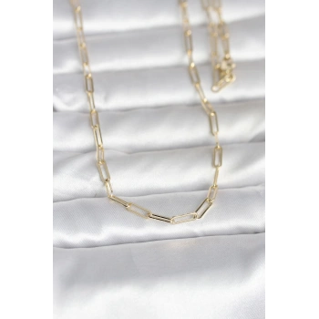 CM 14K Gold Renk Ataç Zincirli Model 60 cm Kadın Kolye - TJ-BKO10985