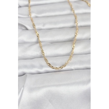 CM 14K Gold Renk Burgu Yassı Model 60 cm Kadın Kolye - TJ-BKO10972