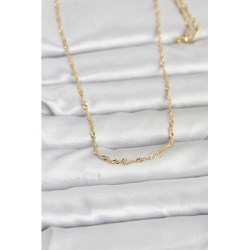 CM 14K Gold Renk Burgu Zincirli 60 cm Kadın Kolye - TJ-BKO10955