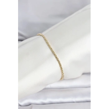 CM 14K Gold Renk Burgulu Zincir Model Kadın Bileklik - TJ-BB8288