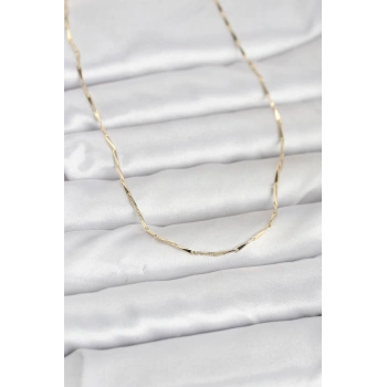 CM 14K Gold Renk Çubuk Kesme Zincir Model 60 cm Kadın Kolye - TJ-BKO10945