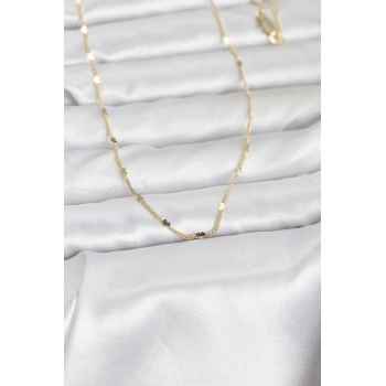 CM 14K Gold Renk Ezme Kalp Detaylı 60 cm Zincir Kadın Kolye - TJ-BKO10952