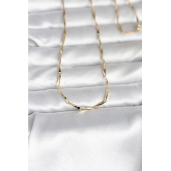 CM 14K Gold Renk Kesme Çubuk Zincirli Model 60 cm Kadın Kolye - TJ-BKO10988