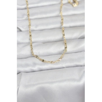 CM 14K Gold Renk Lazerli Gemici Zincir Model 60 cm Kadın Kolye - TJ-BKO10974