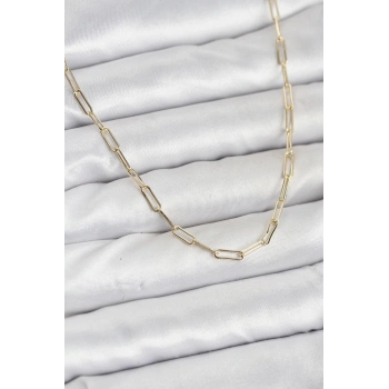 CM 14K Gold Renk Pirinç Ataç Zincir Kadın Kolye - TJ-BKO10925