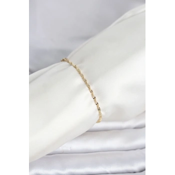 CM 14K Gold Renk Yassı Ezme Burgu Model Kadın Bileklik - TJ-BB8282