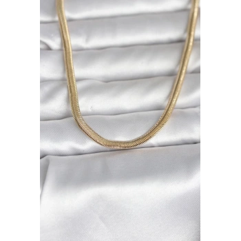 CM 14K Gold Renk Yassı Yılan Zincir Model 45 cm Kadın Kolye - TJ-BKO11005