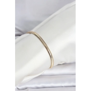 CM 14K Gold Renk Yassı Yılan Zincir Model Kadın Bileklik - TJ-BB8293