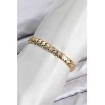 CM Kalın Yılan Model Zirkon Taşlı VIP Seri Gold Renk Pirinç Kadın Bileklik TJ-BB8612