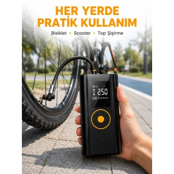 Çok Amaçlı Dijital Lastik Pompası Araç Bisiklet Top Uyumlu Yeni Nesil