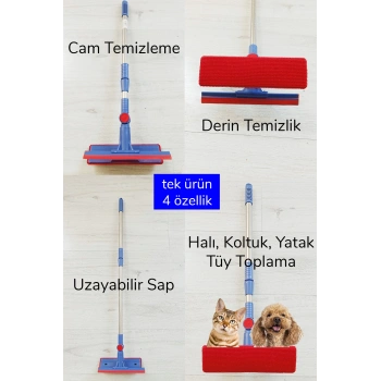 Çok Amaçlı Pratik Cam Temizleyici Kıl Tüy Toplayıcı Halı Kanepe Koltuk Temizleyici Döner Başlıklı