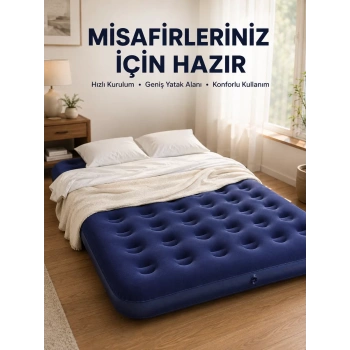 Çok Amaçlı Şişme Hava Yatağı Çift Kişilik Hızlı Şişirme Vanalı