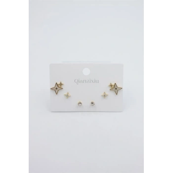 Çoklu Set Küpe - Altın