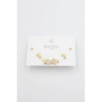 Çoklu Set Küpe - Altın