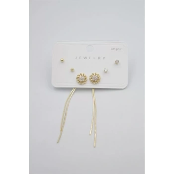 Çoklu Set Küpe - Altın