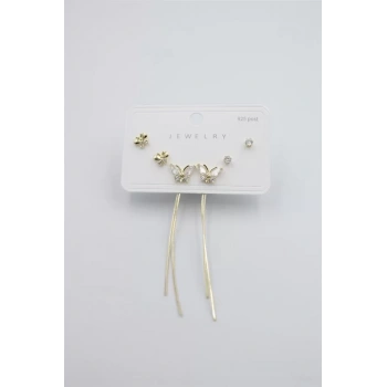 Çoklu Set Küpe - Altın