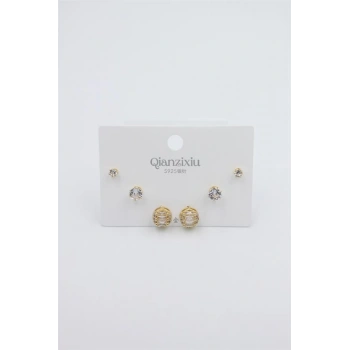 Çoklu Set Küpe - Altın