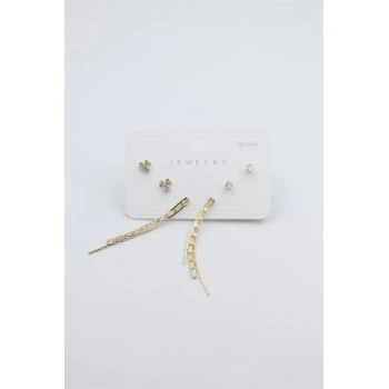 Çoklu Set Küpe - Altın