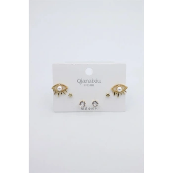 Çoklu Set Küpe - Altın