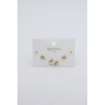 Çoklu Set Küpe - Altın