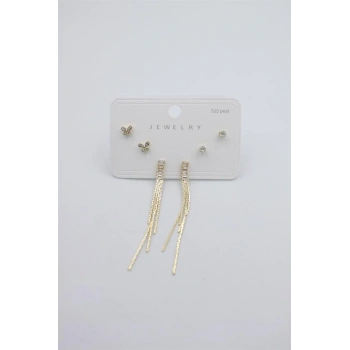 Çoklu Set Küpe - Altın