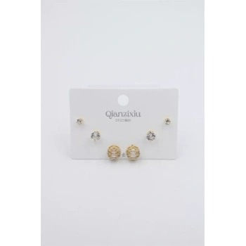 Çoklu Set Küpe - Altın