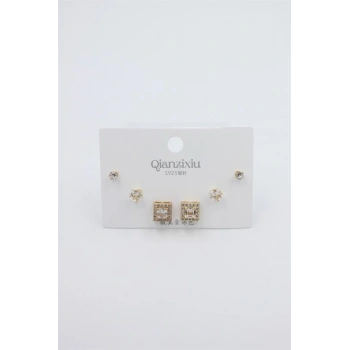 Çoklu Set Küpe - Altın