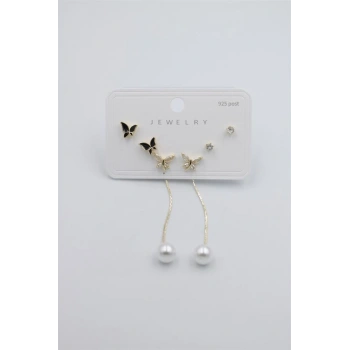 Çoklu Set Küpe - Altın