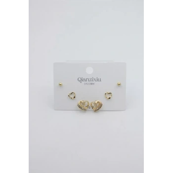 Çoklu Set Küpe - Altın