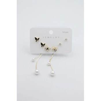 Çoklu Set Küpe - Altın