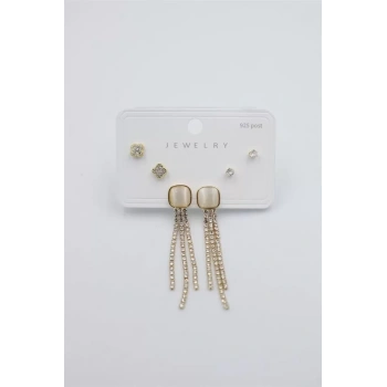 Çoklu Set Küpe - Altın