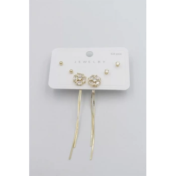 Çoklu Set Küpe - Altın