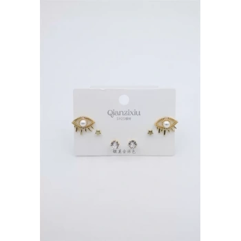 Çoklu Set Küpe - Altın