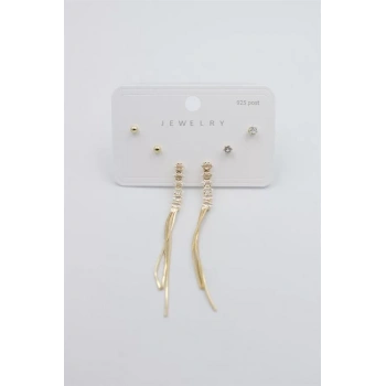 Çoklu Set Küpe - Altın