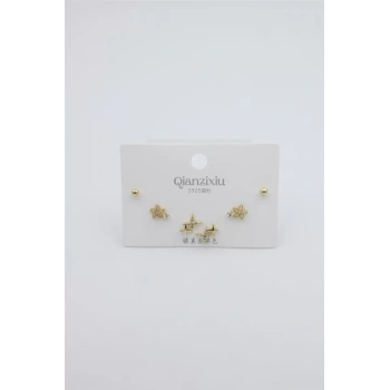 Çoklu Set Küpe - Altın