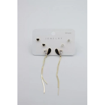 Çoklu Set Küpe - Altın