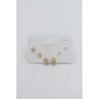 Çoklu Set Küpe - Altın