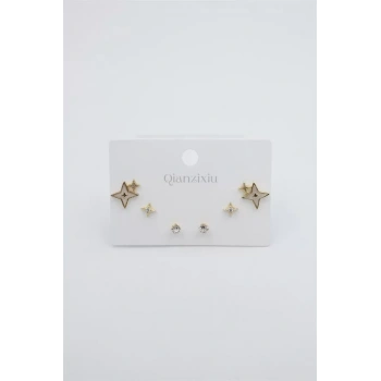 Çoklu Set Küpe - Altın