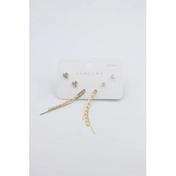 Çoklu Set Küpe - Altın