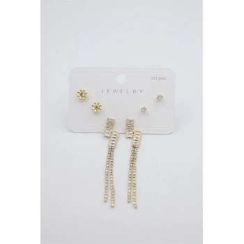 Çoklu Set Küpe - Altın