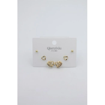 Çoklu Set Küpe - Altın