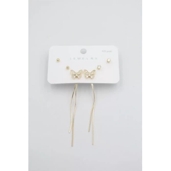 Çoklu Set Küpe - Altın